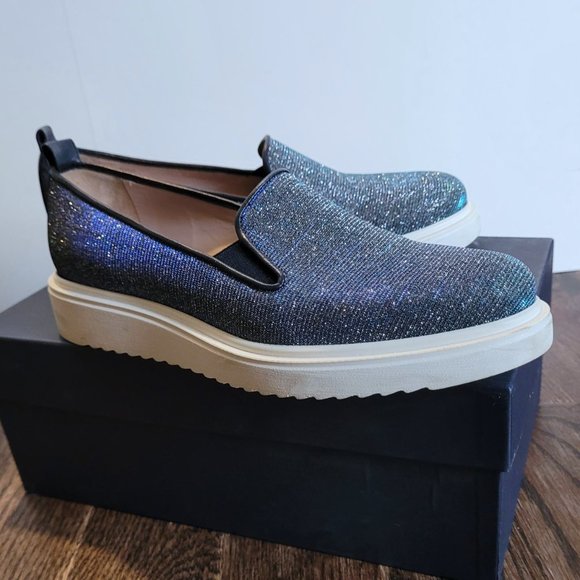 Alberto Zago blue iridescent canvas platform shoes (36) - Picture 3 of 9